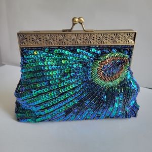 Elegant sequin bag aqua blue